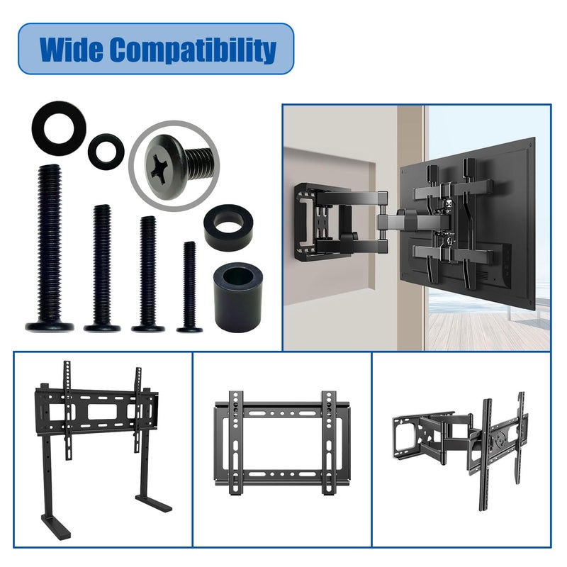 TuLick Universal TV Mounting Screw Kit, M4 M5 M6 M8 Screws Set for Most TV Monitor VESA Mount up to 80 inch, Washers and Spacers - Image 3